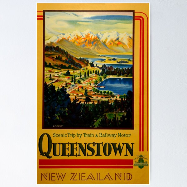 Item preview, Queenstown vintage travel poster designed and sold by stickart-marek.