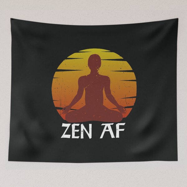 Item preview, Zen AF Funny Yoga Quotes and Saying Men Women Meditation in Lotus Pose Graphic Vintage Sunrise designed and sold by alenaz.