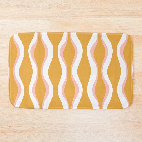 Item preview, Midcentury Modern Abstract Hourglass Pattern in Mustard Gold, Blush Pink, and White designed and sold by kierkegaard.