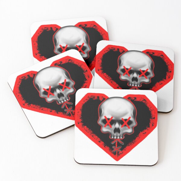 Item preview, Red and black stitched heart and skull  designed and sold by Darklimited.