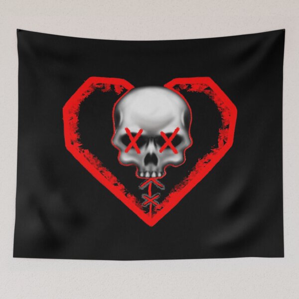 Item preview, Red and black stitched heart and skull  designed and sold by Darklimited.