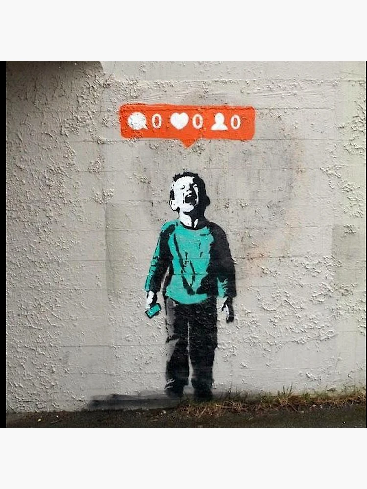 Banksy Social Media Boy - Nobody likes me - graffiti art | Art Board Print