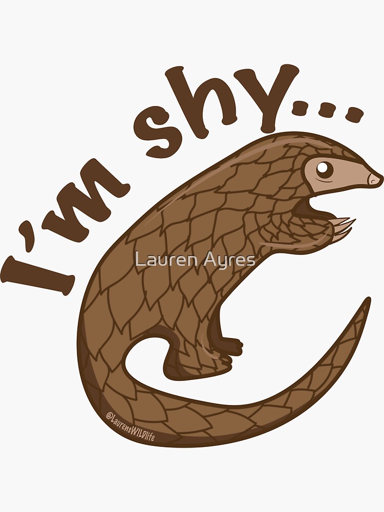 Thumbnail 3 of 3, Sticker, Shy Pangolin designed and sold by ZookprLauren.