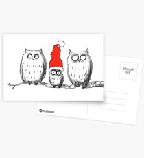 Small Christmas owl group Postcards