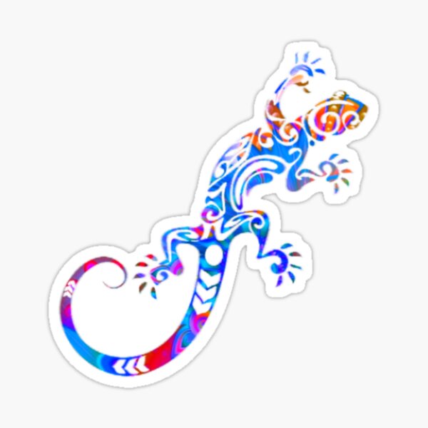 Psychedelic Lizard in Blue and Red Sticker