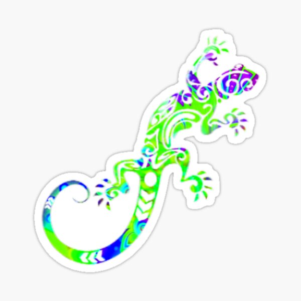 Psychedelic Lizard in Green and Blue Sticker