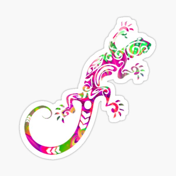 Psychedelic Lizard in Pink and Green Sticker