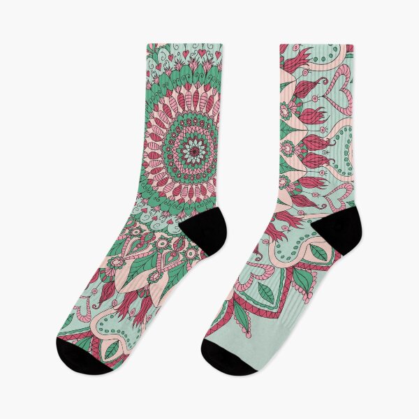 Item preview, Mandala, boho, ethnic in spring colors mint and pink designed and sold by Sofia Dimitriadou.
