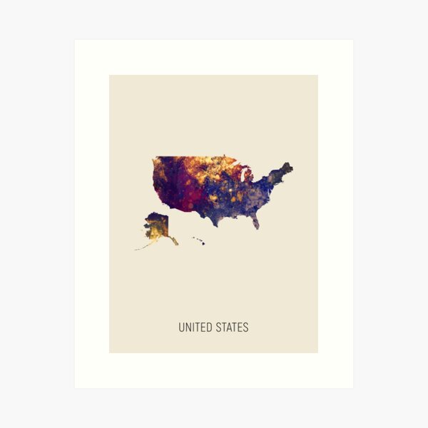 Item preview, United States Watercolor Map designed and sold by ArtPrints.