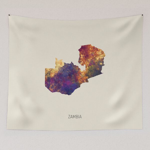 Item preview, Zambia Watercolor Map designed and sold by ArtPrints.