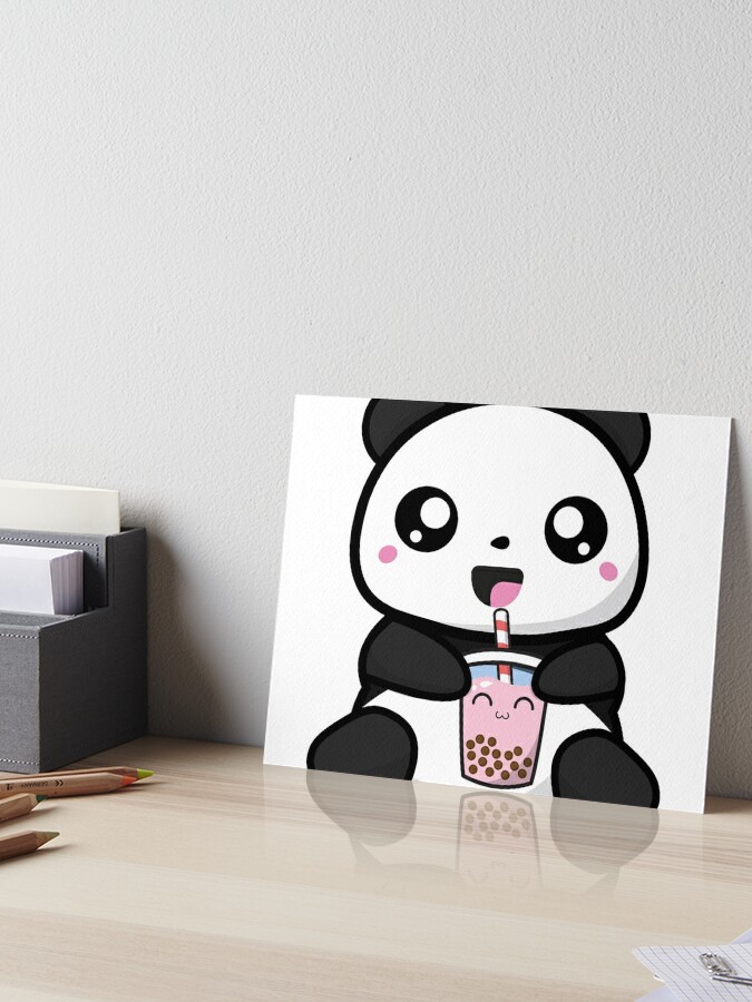 Kawaii Panda Bubble Tea' Poster, picture, metal print, paint by schmugo