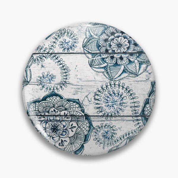 Shabby Chic Navy Blue doodles on Wood Pin