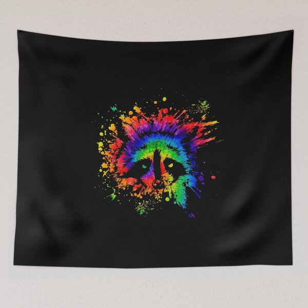 Item preview, Raccoon Retro Rainbow Raccoon animal rights designed and sold by MooonTees.