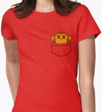 Pocket monkey is highly suspicious Women's Fitted T-Shirt