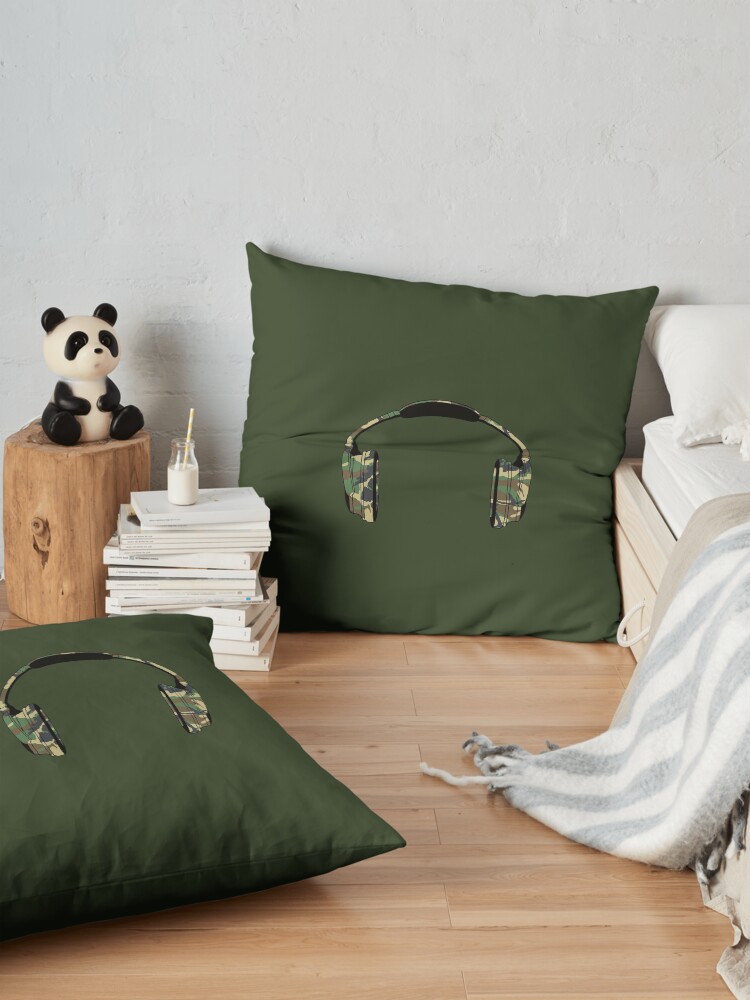 Alternate view of Headphones (Camouflage) Floor Pillow
