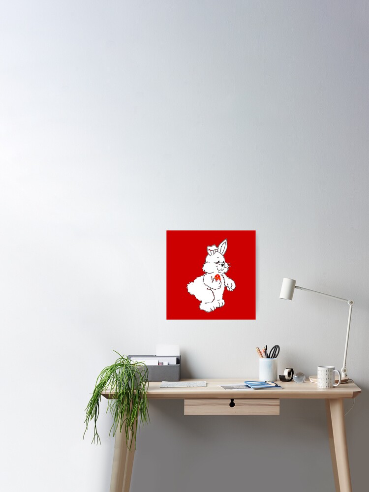 Easter Bunny Red Egg Design Poster By Pikmi Redbubble