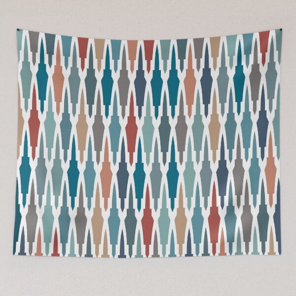 Artikelvorschau, Boho-Dekor, marokkanisches Muster, Rot, Blau, Terrakotta entworfen und verkauft von meggydesigns.