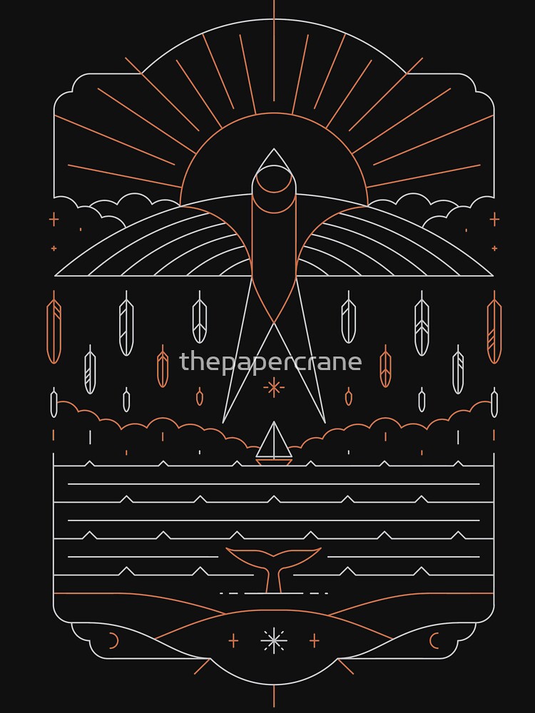 Aperçu 7 sur 7. T-shirt classique avec l'œuvre Le navigateur créée et vendue par thepapercrane.