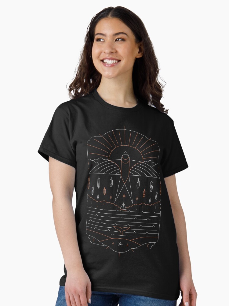 Aperçu 1 sur 7. T-shirt classique avec l'œuvre Le navigateur créée et vendue par thepapercrane.