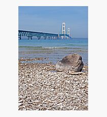 Mackinac Bridge With Rock Photographic Print
