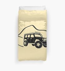 Jeep Wrangler JK With Mountain Background Tee / Sticker - Black Duvet Cover