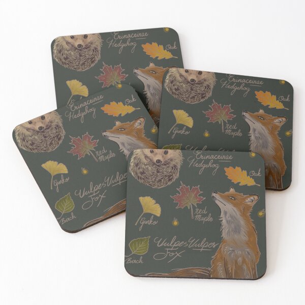 Item preview, Fox and Hedgehog Autumn leaves firefly display designed and sold by Wieskunde.