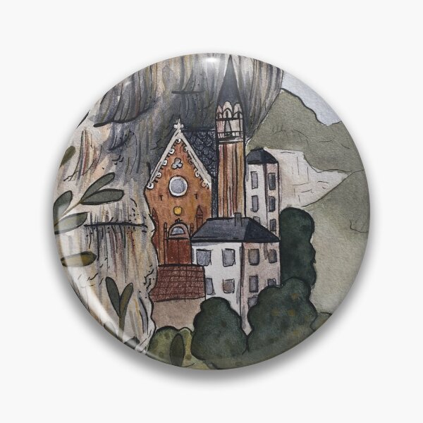Item preview, Traditional watercolor landscape moantain town illustration designed and sold by Wieskunde.
