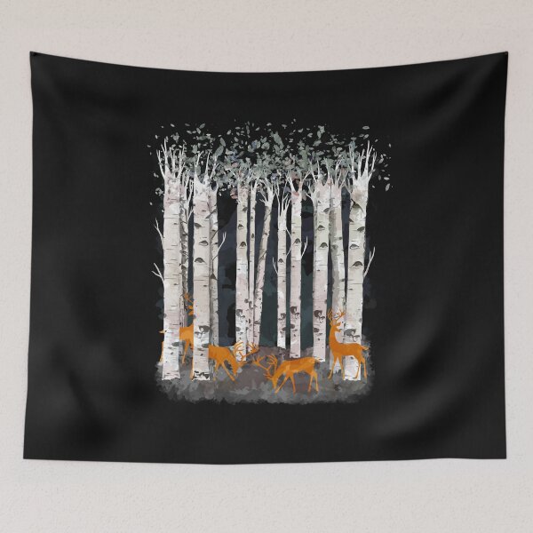 Item preview, deer, fawns and birchs watercolor art designed and sold by Collagedream.