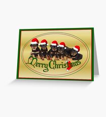 Cute Merry Christmas Rottweiler Puppies Greeting Card