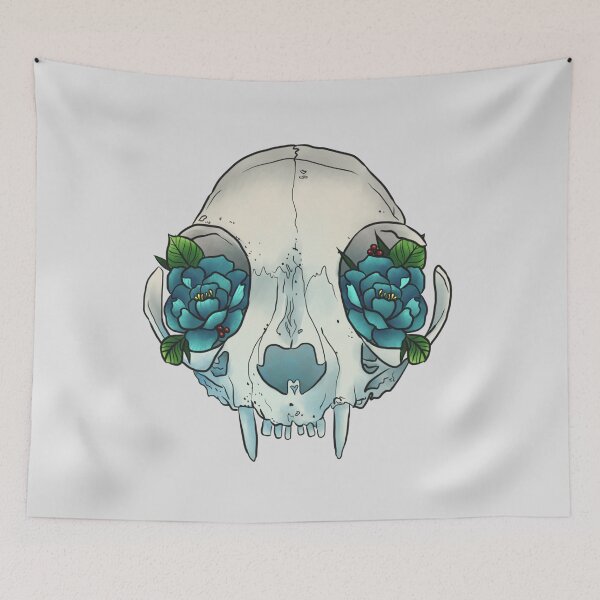 Item preview, Cat skull sees roses designed and sold by Wieskunde.