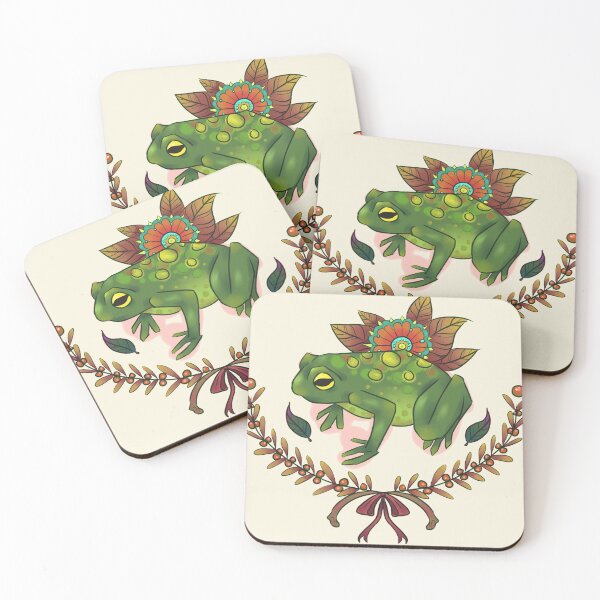 Item preview, Autumnal frog and leafs illustration designed and sold by Wieskunde.