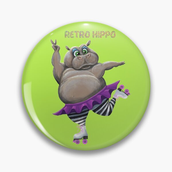 Item preview, Roller Skating Retro Hippo designed and sold by Zurickdesigns.
