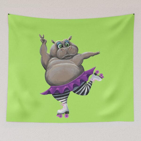 Item preview, Roller Skating Retro Hippo designed and sold by Zurickdesigns.