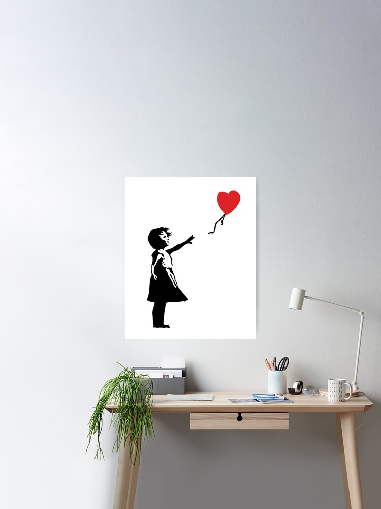 Panorama Poster Banksy Graffiti Girl Balloon 29 x 16 in - Printed