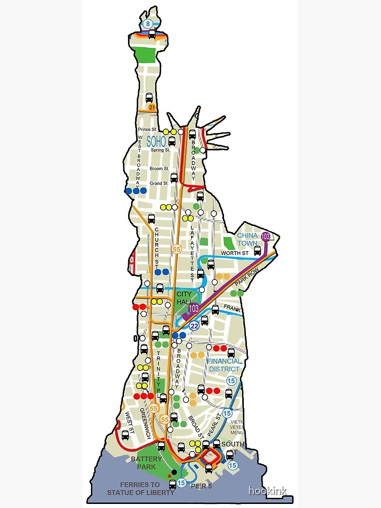 "New York City subway bus map Statue of liberty style" Photographic