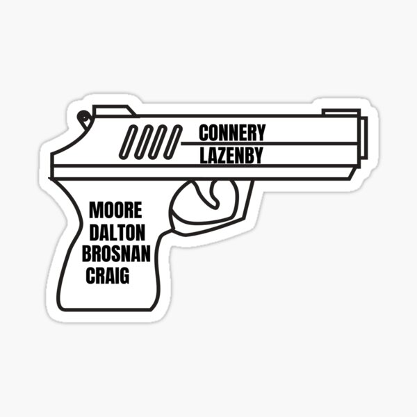 Bond Actors Pistol Secret Agent Design Sticker