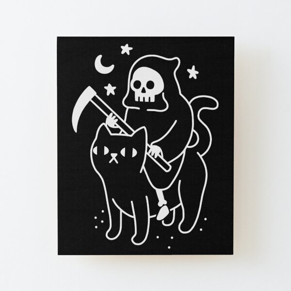 Death Rides A Black Cat Wood Mounted Print
