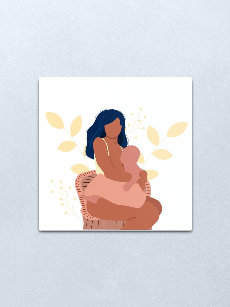 Impression Métallique Illustration De Lallaitement Maternel Mère Nourrir Un Bébé Avec Du 