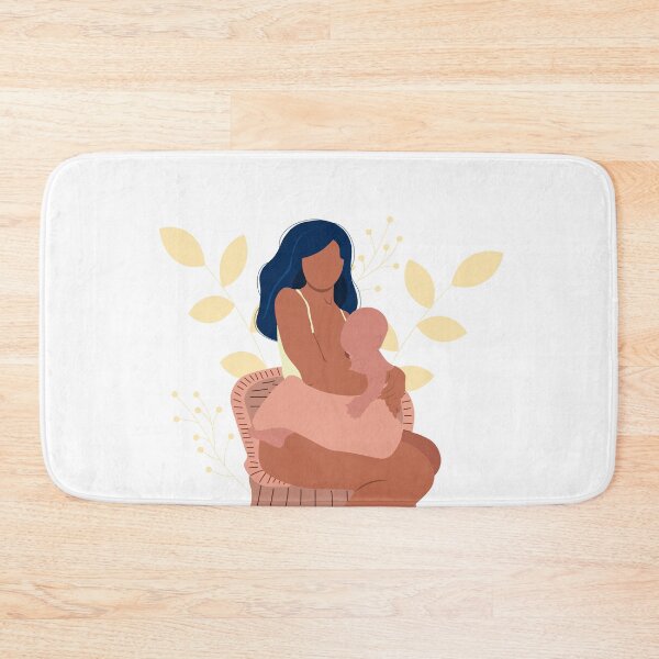 Item preview, Breastfeeding illustration, mother feeding a baby with breast with nature and leaves background. Concept  illustration in cartoon style. designed and sold by Eshka.
