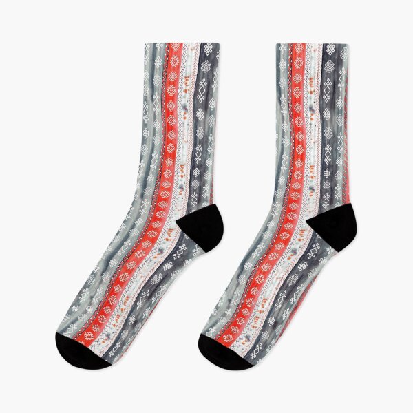 Artikelvorschau, Aquarellkunst - Baltic Bohemian Pattern - Grau Rot entworfen und verkauft von WickedRefined - Nicole Demereckis.