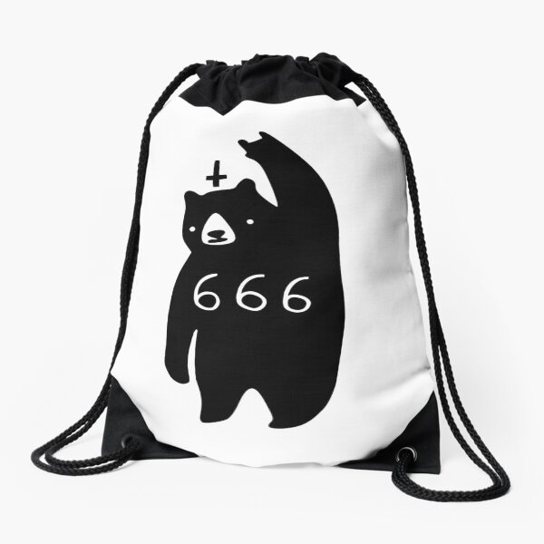 Black Bear Metal Drawstring Bag