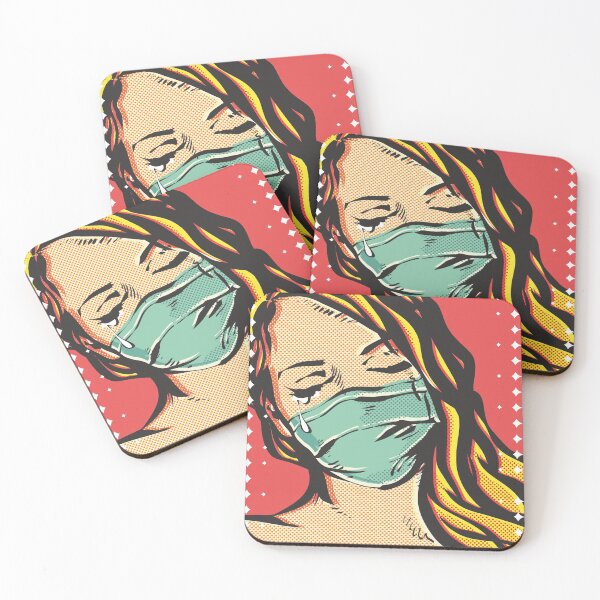Item preview, Pop Art Woman wearing coronavirus mask. COVID-19 Pandemic Coronavirus Fitted Scoop T-Shirt designed and sold by etraveler.