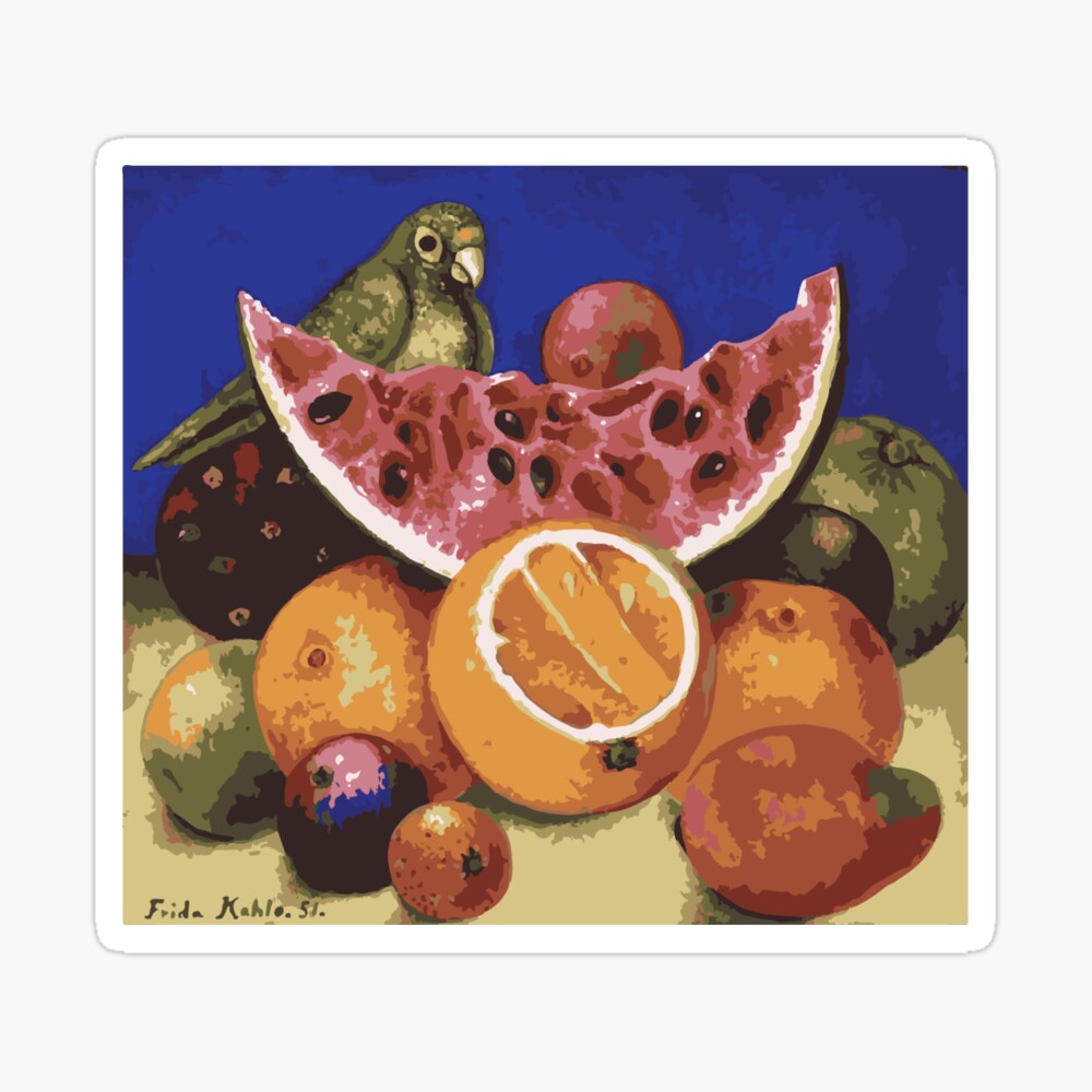 still life with parrot and fruit frida kahlo