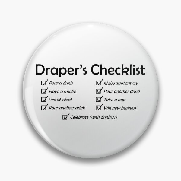 Item preview, Draper's Checklist, black design designed and sold by gruffyjustice.