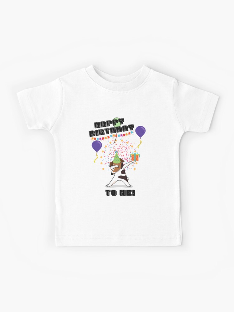 Birthday Dog Dabbing Terrier Dabbing Kids T Shirt By Dynagirl64 Redbubble - white and purple dog graphic crew neck t shirt t shirt roblox