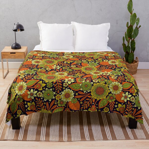 Item preview, Green, Orange, Yellow & Dark Purple Floral Pattern designed and sold by somecallmebeth.