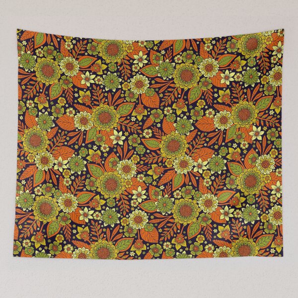 Item preview, Green, Orange, Yellow & Dark Purple Floral Pattern designed and sold by somecallmebeth.