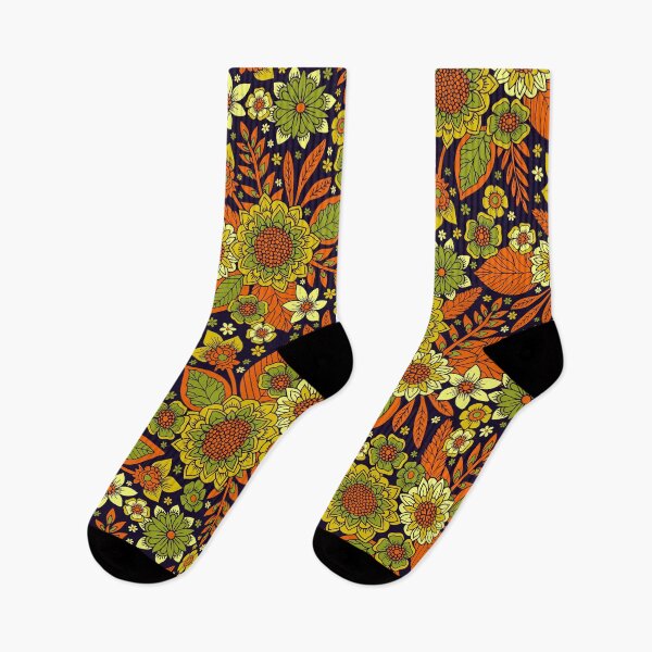 Item preview, Green, Orange, Yellow & Dark Purple Floral Pattern designed and sold by somecallmebeth.