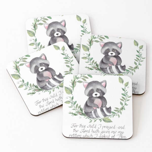 Item preview, Kids Bible Verse Wall Art, 1 Samuel 1:27, Scripture Wall Art, Bible Verse Printable, Baby Shower Gift, Woodland Animal, Kids Nursery Decor, Watercolor Racoon designed and sold by Dzhenka-Balimez.