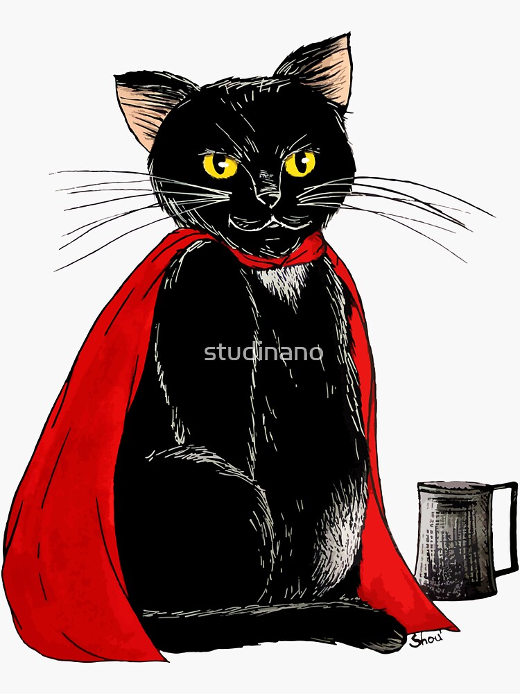 Thumbnail 3 of 3, Sticker, Karadoc the cat designed and sold by studinano.